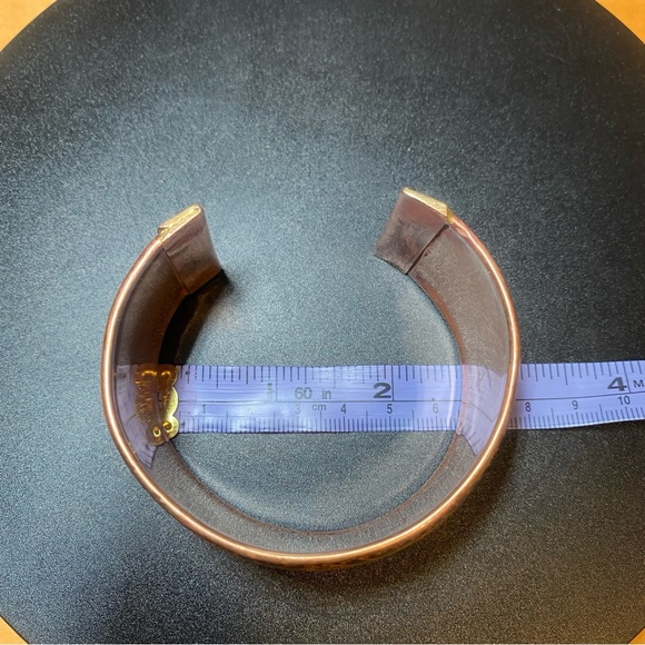 Vintage Chunky Brass and Copper Cuff Bracelet 1970’s India Statement Jewelry - Picture 8 of 11